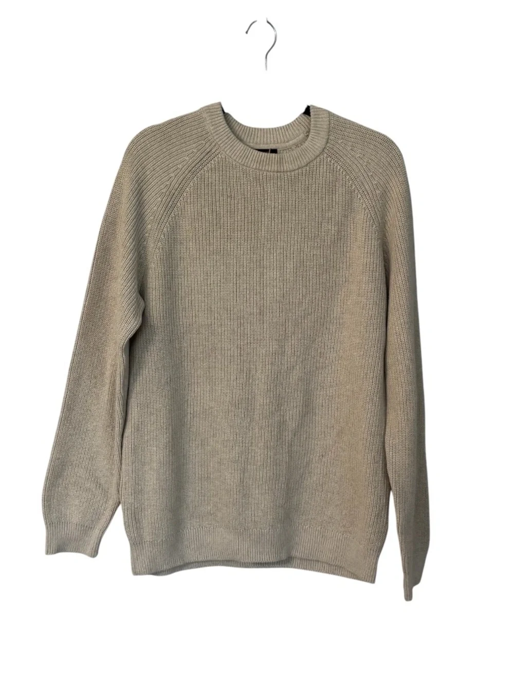 Quince Men's 100% Organic Cotton Ribbed Stitch Crewneck Speckled Beige Sz L NWT
